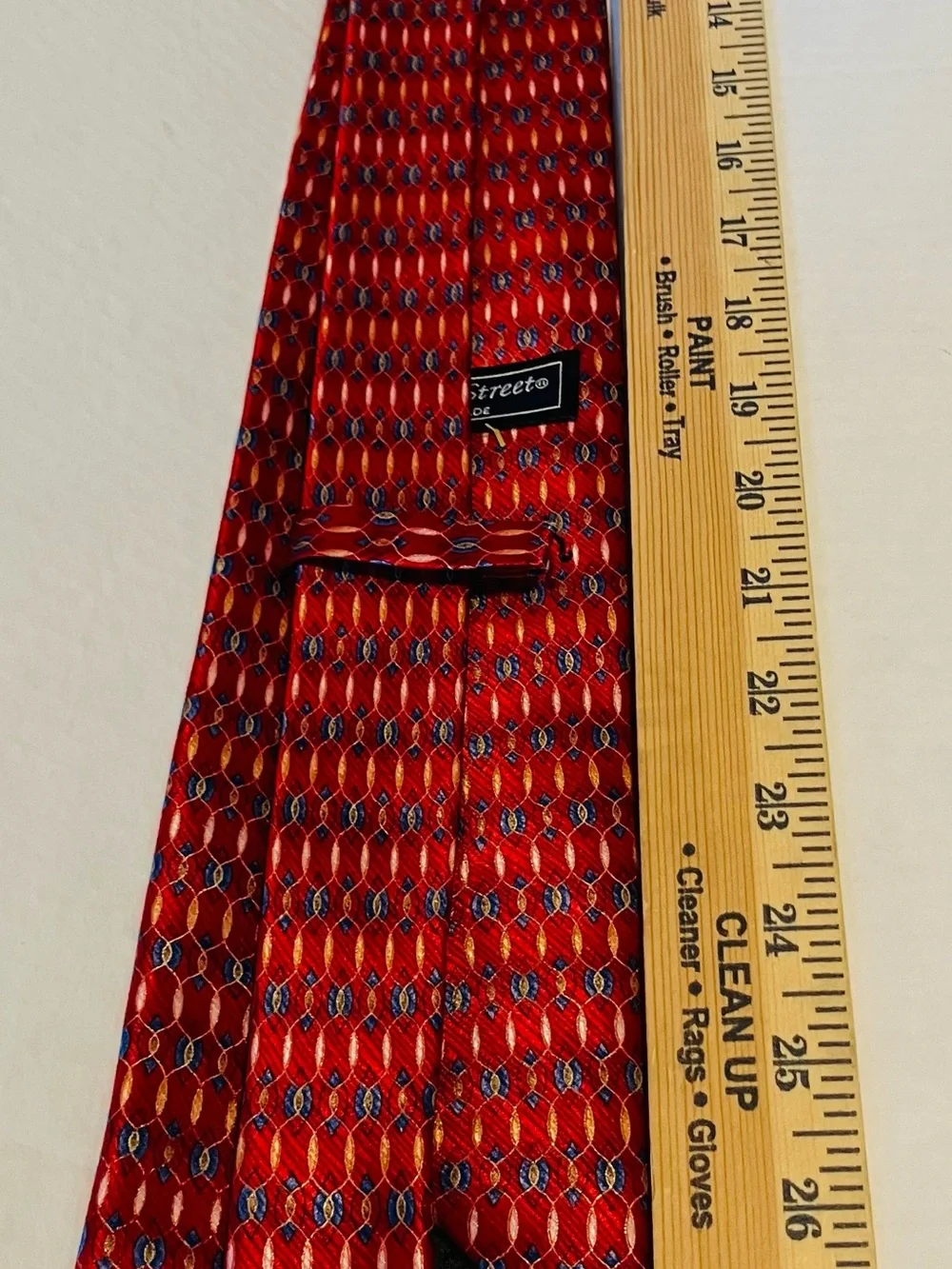 Meeting Street Red Silk Geometric Pattern Hand Made Men's Tie
